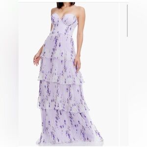 Dress the Population Layana Ruffle Strapless Gown